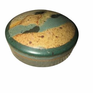 Turner Round Ceramic Trinket Box with Earthy Tones